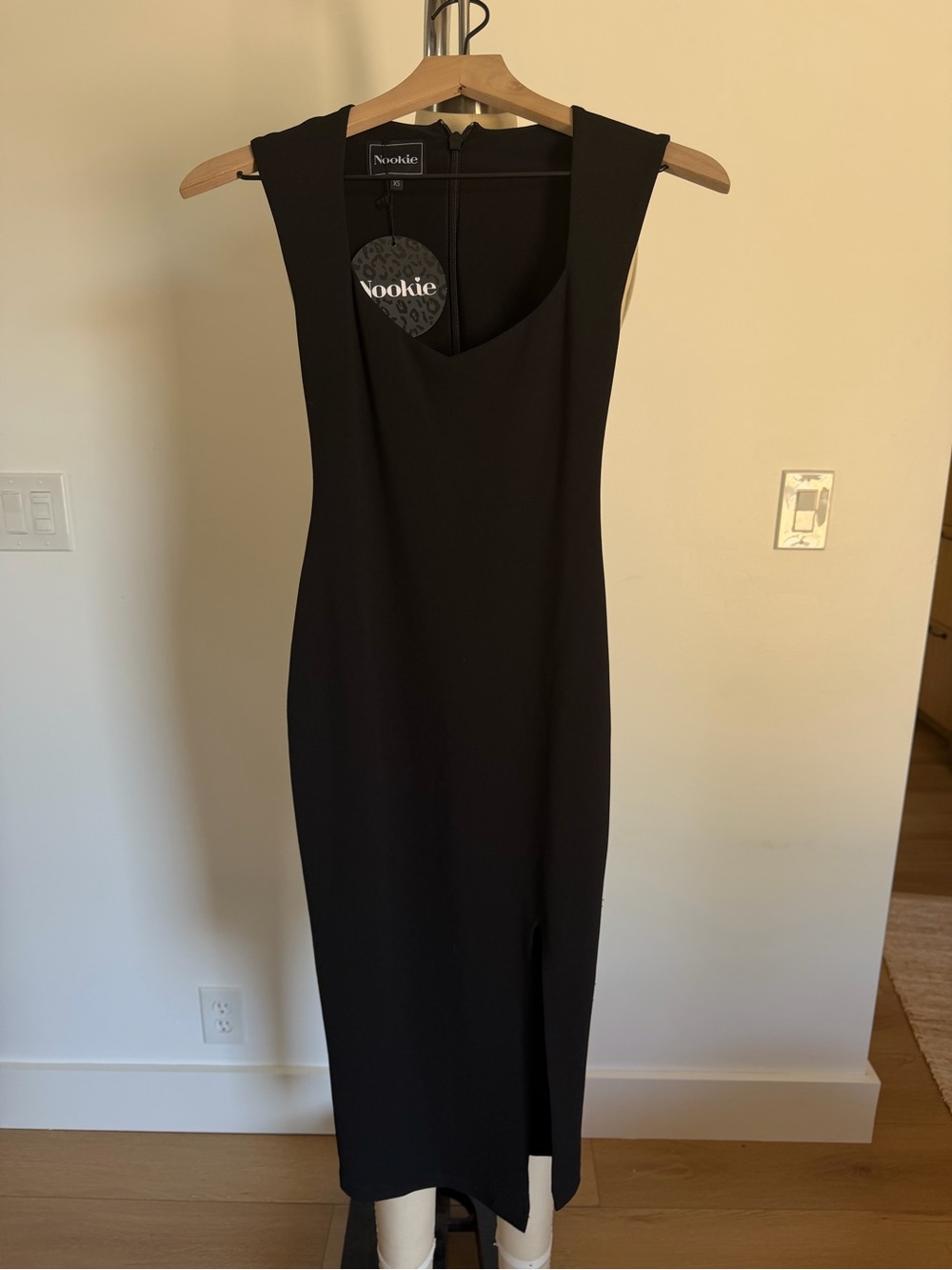 Nookie Black Sleeveless Midi Dress with Front Slit